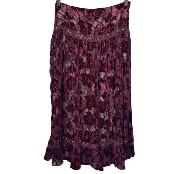 DStudio Womens Velvet Burnout Skirt Size 8 Whimsigoth Witchy Fairy Sequins Vamp - Picture 1 of 11